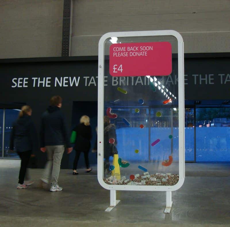 donation box at the Tate Modern