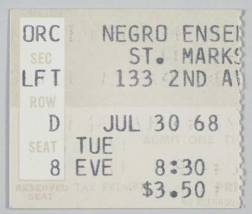 Ticket stub for Song of the Lusitanian Bogey and Daddy Goodness ...