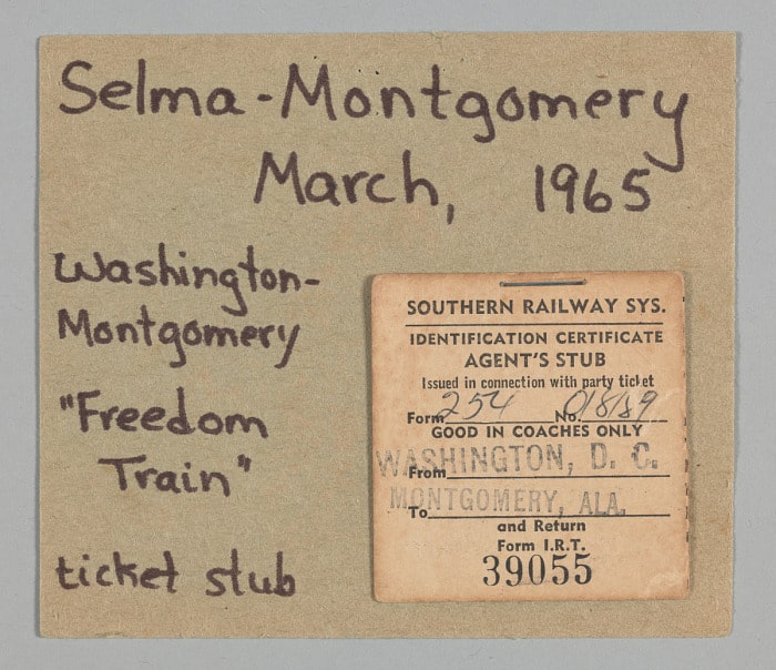 Ticket stub for Washington, DC to Montgomery, AL for Selma