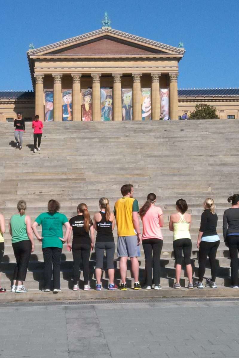 Workout on the Art Museum steps